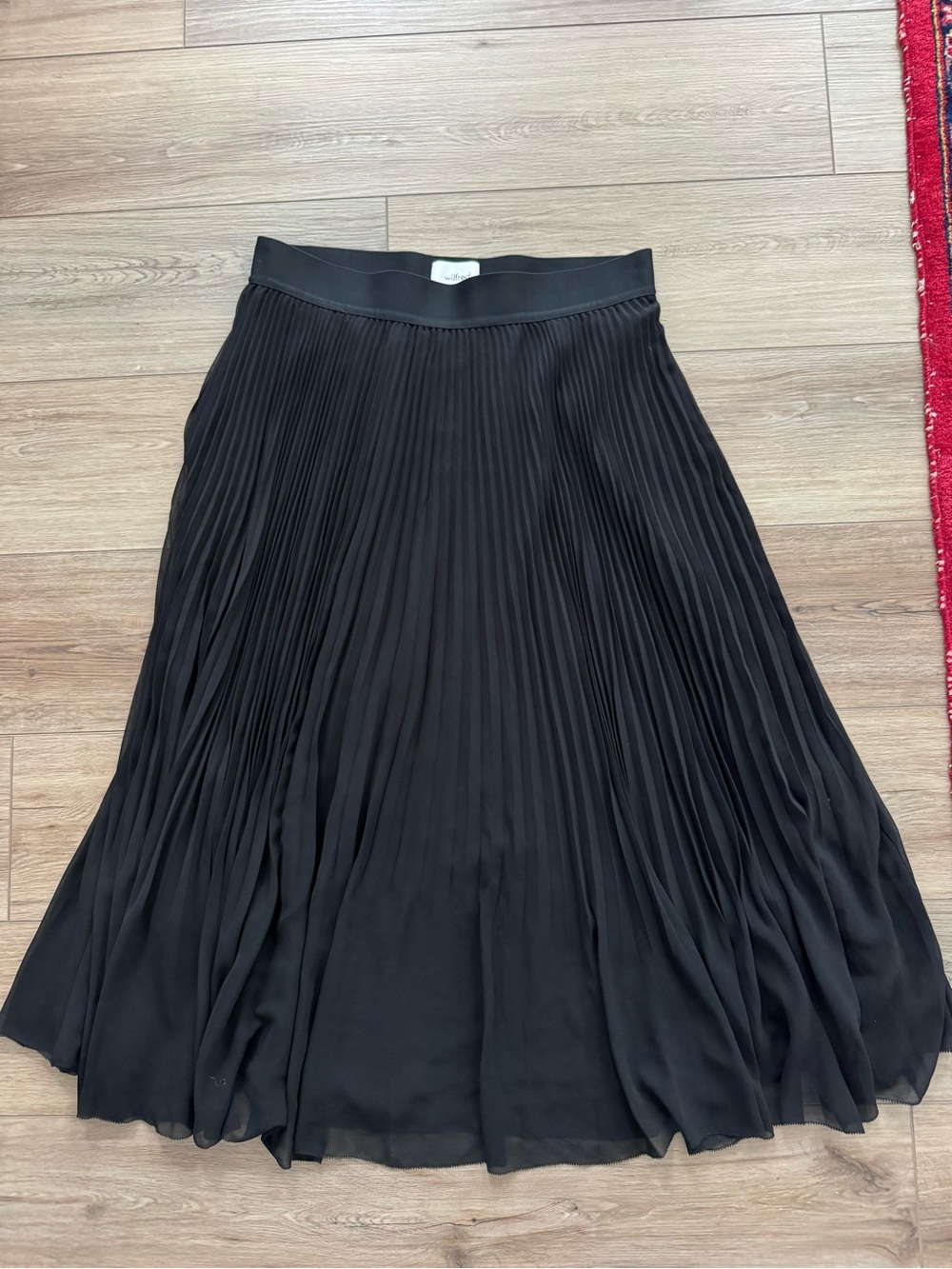 Wilfred Twirl Pleated Midi Skirt, 1X, Black
